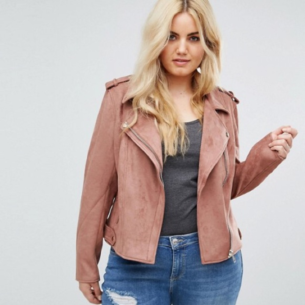 COPY - ASOS River Island Suedette Jacket Dark Pink sz20